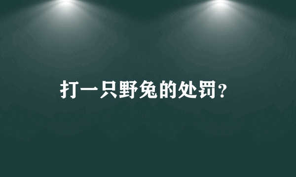 打一只野兔的处罚？