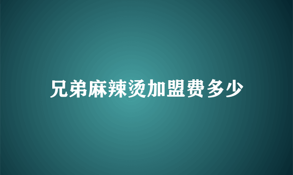 兄弟麻辣烫加盟费多少