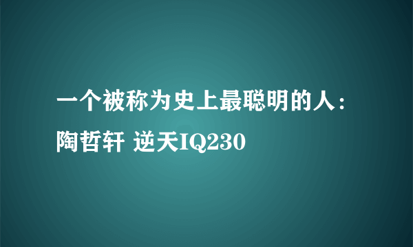 一个被称为史上最聪明的人：陶哲轩 逆天IQ230