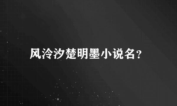 风泠汐楚明墨小说名？