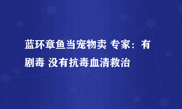 蓝环章鱼当宠物卖 专家：有剧毒 没有抗毒血清救治