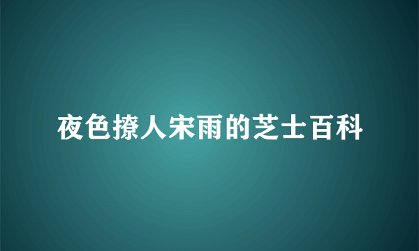 夜色撩人宋雨的芝士百科