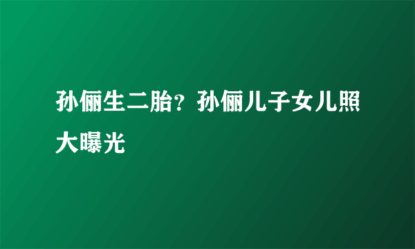 孙俪生二胎？孙俪儿子女儿照大曝光