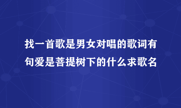 找一首歌是男女对唱的歌词有句爱是菩提树下的什么求歌名