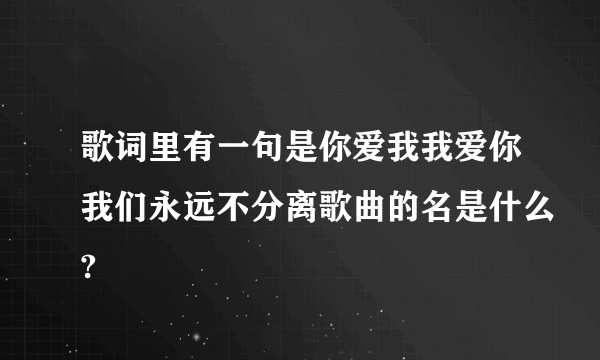 歌词里有一句是你爱我我爱你我们永远不分离歌曲的名是什么?