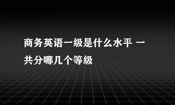 商务英语一级是什么水平 一共分哪几个等级