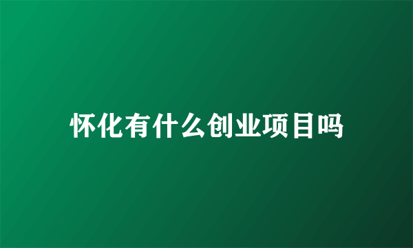 怀化有什么创业项目吗