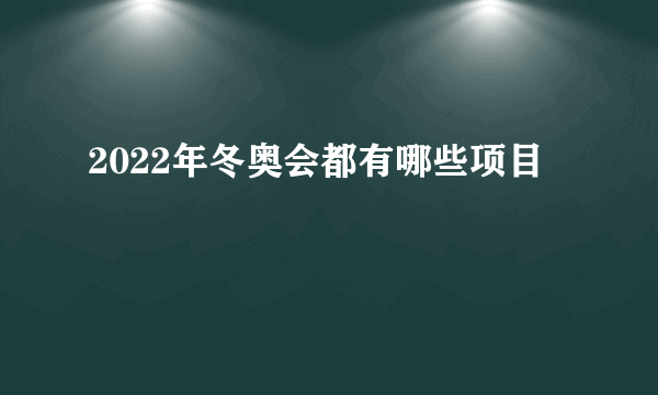 2022年冬奥会都有哪些项目