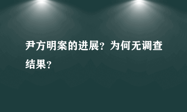 尹方明案的进展？为何无调查结果？