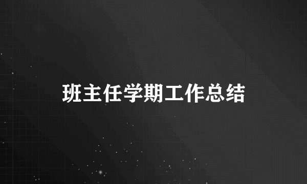 班主任学期工作总结