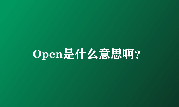 Open是什么意思啊？