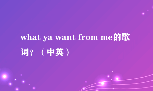 what ya want from me的歌词？（中英）