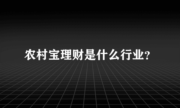 农村宝理财是什么行业？