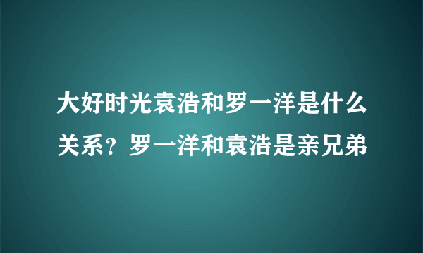 大好时光袁浩和罗一洋是什么关系？罗一洋和袁浩是亲兄弟