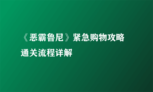 《恶霸鲁尼》紧急购物攻略 通关流程详解