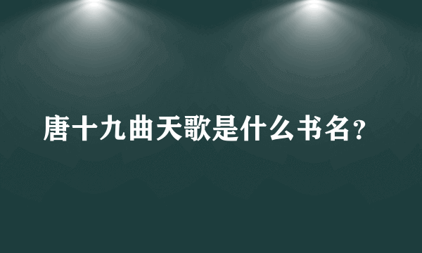 唐十九曲天歌是什么书名？