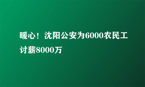 暖心！沈阳公安为6000农民工讨薪8000万