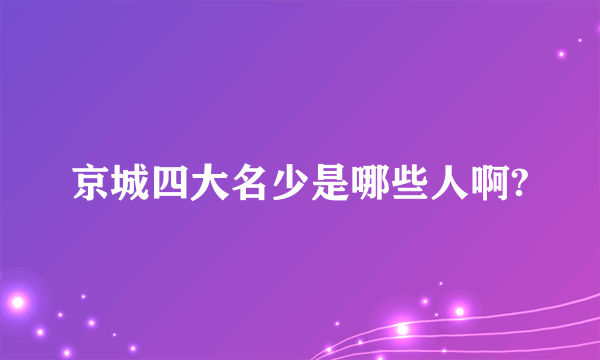 京城四大名少是哪些人啊?