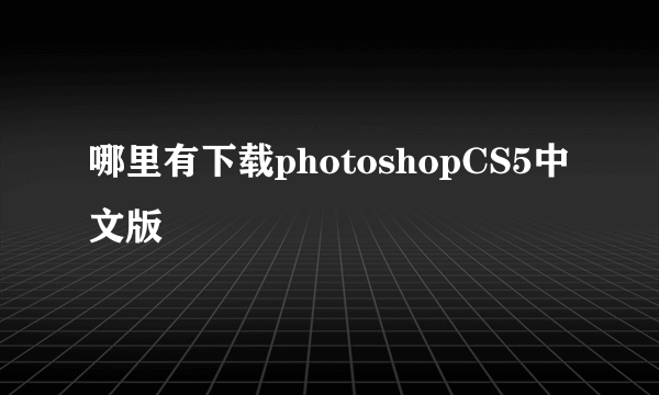 哪里有下载photoshopCS5中文版