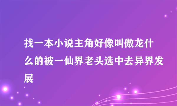 找一本小说主角好像叫傲龙什么的被一仙界老头选中去异界发展