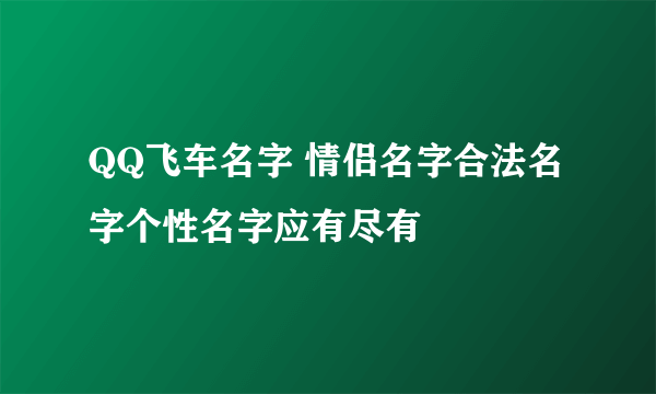 QQ飞车名字 情侣名字合法名字个性名字应有尽有