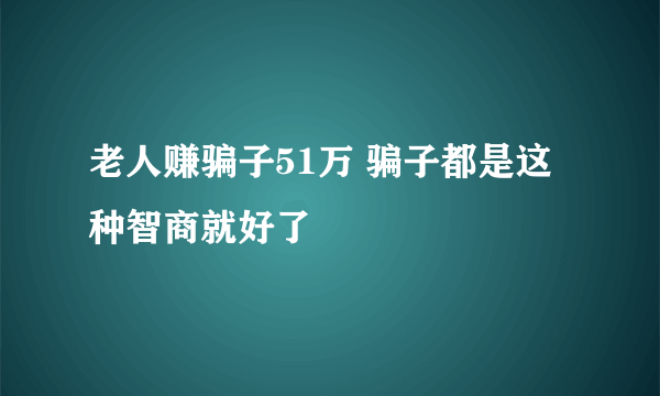 老人赚骗子51万 骗子都是这种智商就好了