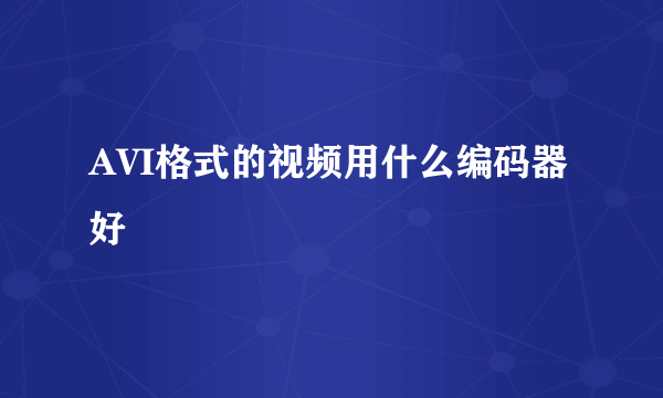 AVI格式的视频用什么编码器好