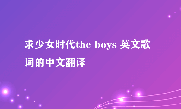 求少女时代the boys 英文歌词的中文翻译