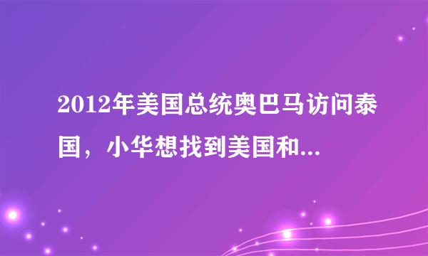 2012年美国总统奥巴马访问泰国，小华想找到美国和泰国的准确位置他最好查找（　　）A.世界地形图B. 世界气候图C. 世界政区图D. 世界人口