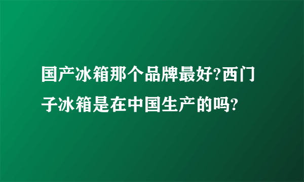 国产冰箱那个品牌最好?西门子冰箱是在中国生产的吗?