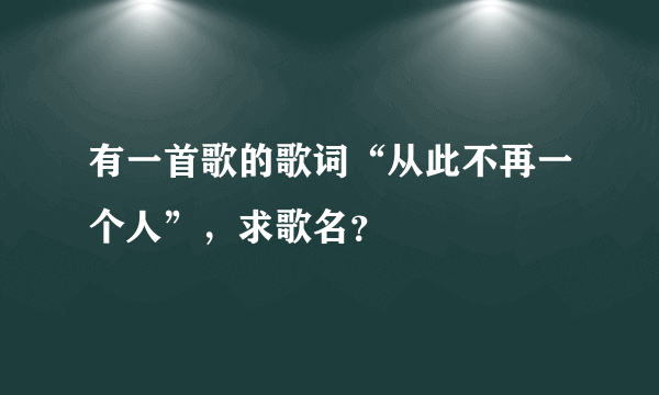 有一首歌的歌词“从此不再一个人”，求歌名？