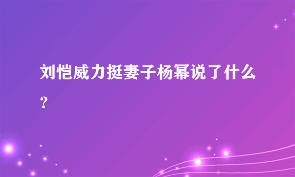 刘恺威力挺妻子杨幂说了什么？