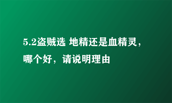 5.2盗贼选 地精还是血精灵，哪个好，请说明理由