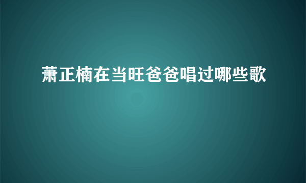 萧正楠在当旺爸爸唱过哪些歌