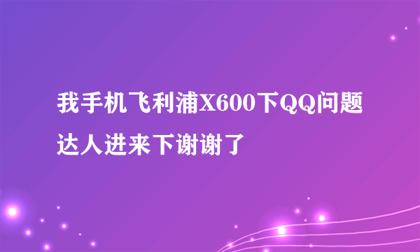 我手机飞利浦X600下QQ问题达人进来下谢谢了