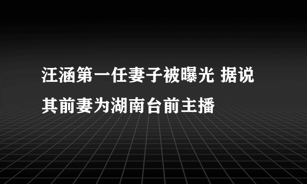 汪涵第一任妻子被曝光 据说其前妻为湖南台前主播