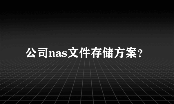 公司nas文件存储方案？