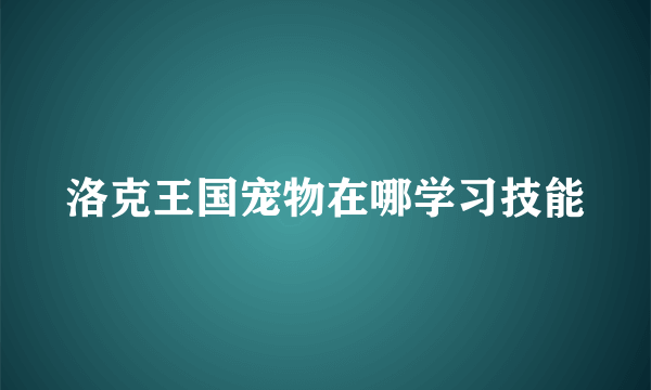 洛克王国宠物在哪学习技能