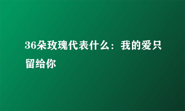 36朵玫瑰代表什么：我的爱只留给你