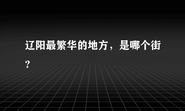 辽阳最繁华的地方，是哪个街？