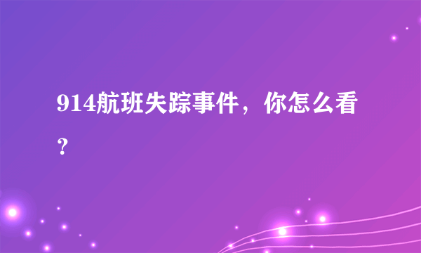 914航班失踪事件，你怎么看？