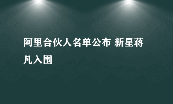 阿里合伙人名单公布 新星蒋凡入围