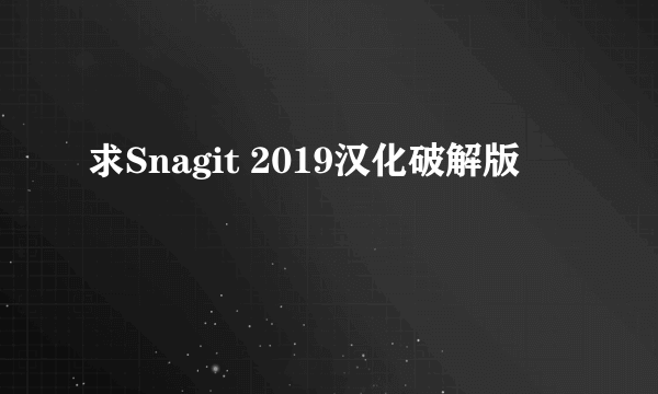 求Snagit 2019汉化破解版