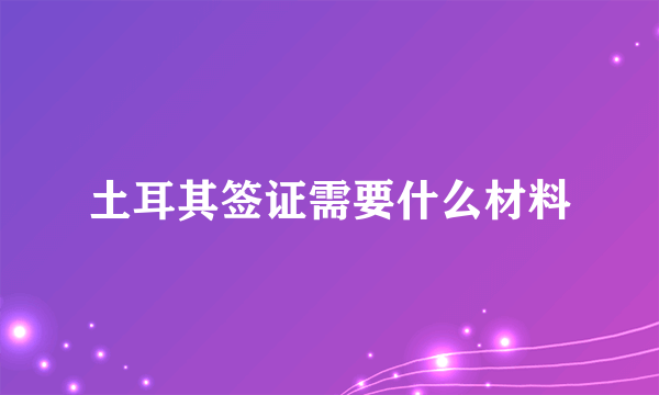 土耳其签证需要什么材料