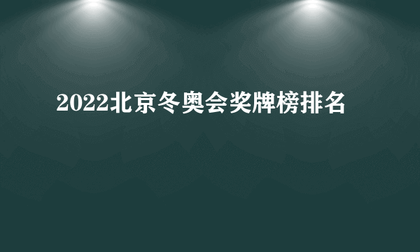 2022北京冬奥会奖牌榜排名