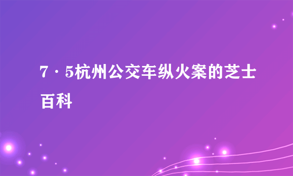 7·5杭州公交车纵火案的芝士百科