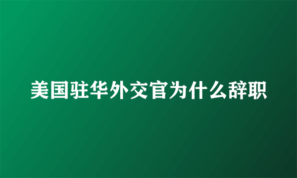 美国驻华外交官为什么辞职