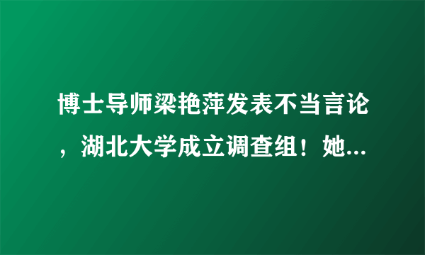 博士导师梁艳萍发表不当言论，湖北大学成立调查组！她不应该这样