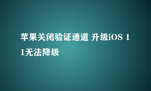 苹果关闭验证通道 升级iOS 11无法降级