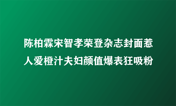 陈柏霖宋智孝荣登杂志封面惹人爱橙汁夫妇颜值爆表狂吸粉